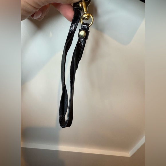 Coach Black Textured Leather Gold Poppy Wallet Wristlet Zip Around Accordion - Picture 7 of 7